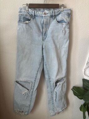 Good American Light Blue Distressed Boyfriend Jeans